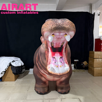 Hippopotame gonflable réaliste pour décoration sur le thème des animaux