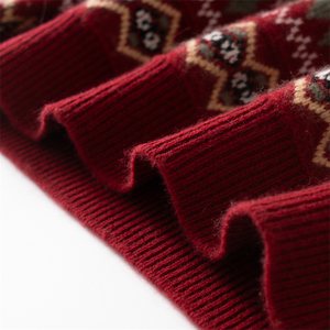 Premium <strong>Christmas</strong> Holiday Gift Retro Jacquard Thick Knit Mock Neck Top Rich Pattern 100% Cashmere <strong>Men</strong> Pullover Sweater - Product Image 6