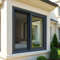 Ventana Corredera de Vidrio con Malla para Balcón o Patio Exterior, con Marco de Aluminio de Doble Acristalamiento, Aislamiento Térmico y Acústico, Modelo AOSTTER AS2047