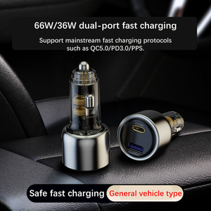 C60 102W Safety Car Charger for Mobile Phone/Tablet/Notebook/Game Machine/Drone USB-A Super Fast Charging for PD - Product Image 3