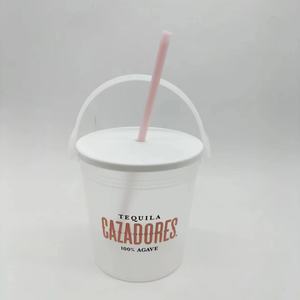 Logo personnalisé 1000ML seau à rhum en plastique <span class=keywords><strong>Belaire</strong></span> avec couvercle et <span class=keywords><strong>bouteille</strong></span> d'eau avec paille avec poignée et nouveau seau à glace à jus imprimé logo - Product Image 3