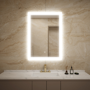 Espejo de baño esmerilado exterior rectangular LED retroiluminado con luz frontal elegante estilo montado en la pared - Product Image 5