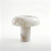 Lampe de table en marbre en forme de champignon, base cylindrique en forme de donut, design nordique, CRI élevé 90 Ra90, dimmable, garantie 3 ans, chambre à coucher