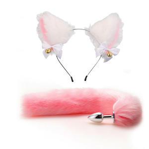 Lindo gato erótico conjunto de dos piezas de cola larga tapones anales bandas para el cabello BDSM accesorios de vestir juguetes sexuales - Product Image 1