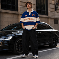 T-shirts en chenille brodée de haute qualité pour hommes, t-shirt court rayé et ample, t-shirt polo vintage en coton 100% personnalisé