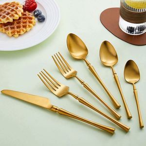 High Quality Gold Plated SS304 Wedding Cutlery Set Knife Fork Spoon 18/10 Flatware Set Golden Stainless Steel Cutlery - Product Image 3