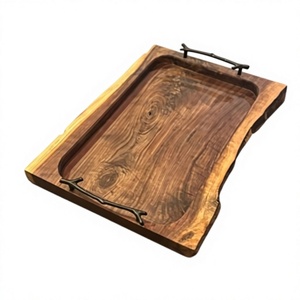 Farmhouse Country Style Wooden Breakfast <b>Tray</b> Brass Handles Handmade Eco-Friendly Decorative <b>Trays</b> for Hotel Restaurant Supplies - Product Image 3