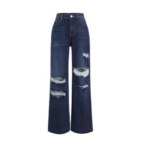 Heavy Denim Vintage Distressed Washed High Waist Ripped Straight <b>Leg</b> <b>Jeans</b> Casual Loose <b>Men's</b> <b>Jeans</b> - Product Image 5