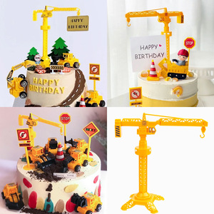 Set Decorazioni Torta a Tema Costruzioni: Escavatore, Gru a Torre, Topper per Cupcake, Segnali Stradali e Decorazioni per Feste di <span class=keywords><strong>Compleanno</strong></span> - Product Image 3