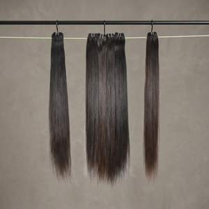 Extensions de cheveux humains à clipser, 100g, couleur noire, cheveux indiens non-Remy, alignés sur les cuticules, lisses, double trame, pour femmes - Product Image 1