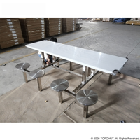 Table de cantine pliante TOPOHUT en acier inoxydable avec chaises intégrées, mobilier commercial pour cantines scolaires