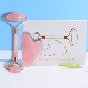 logo personalizzato naturale di alta qualità viso ghiaccio <span class=keywords><strong>rullo</strong></span> rosa quarzo rosa massaggio viso <span class=keywords><strong>giada</strong></span> <span class=keywords><strong>rullo</strong></span> gua sha set - Product Image 4