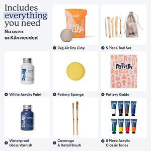 Kit <span class=keywords><strong>de</strong></span> poterie pour adultes comprenant <span class=keywords><strong>de</strong></span> la pâte à modeler émaillée auto-durcissante, des outils <span class=keywords><strong>de</strong></span> sculpture, des pinceaux à vernis, des guides, idéal pour les couples et les soirées artistiques - Product Image 2