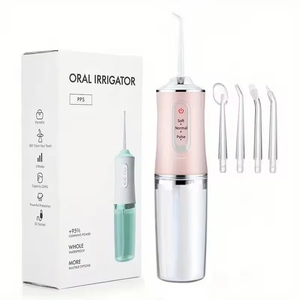 Hydropulseur dentaire électrique sans fil rose 4-en-1 réglable, portable, pour soins bucco-dentaires, en plastique, pour usage domestique - Product Image 1