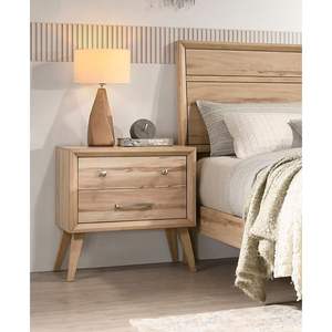 Table de chevet moderne DB Style classique du milieu du siècle 2x tiroirs finition chêne naturel meubles de chambre en bois pour appartements 1pc - Product Image 1