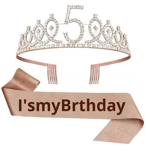 Couronne de Princesse en Alliage, Accessoire de Coiffure pour Anniversaire, Ensemble Ceinture et Bijoux de Cheveux pour Fêtes et Célébrations - Product Image 3