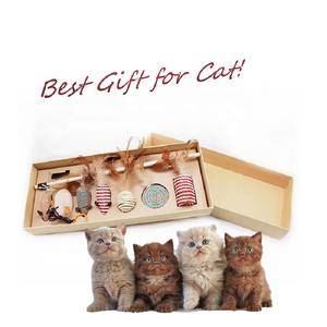 Hot Selling Interactieve Kat Speelgoed Veren Belletjes Muis Set 7 Stuks Grappige Kat Speelgoed Geschenkdoos - Product Image 4