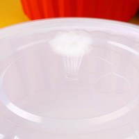 Bol alimentaire en plastique de calibre 150 avec couvercle, anti-déformation, rouge et blanc, emballage jetable pour plats à emporter, pour une utilisation durable