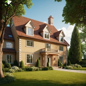 Traditional 2-Story Villa with Red Tile Roof and Stone Accents for Residential Use - Product Image 1