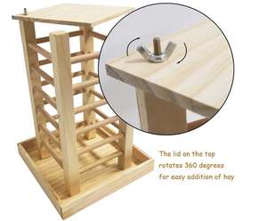 Mangiatoia per fieno in legno personalizzata mangiatoia per alimenti per conigli in piedi mangiatoia per animali domestici supporto per erba per coniglietto cincillà porcellino d'india - Product Image 3
