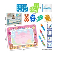 Tapis de dessin à l'eau magique pour enfants, tableau de gribouillage réutilisable avec pochoirs alphabet, chiffres et animaux, toile de dessin éducative