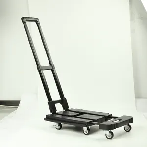 Siyah 150KG 6 tekerlekler katlanabilir arabası Platform el arabası el arabası