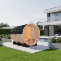 Kit de sauna en baril pour 6 personnes - Pré-assemblé avec chauffage, sauna en pin blanc tout temps pour la détente dans la cour