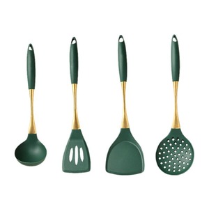 Silicone Cooking Utensil Set 4 Piece Non Stick Spatula Ladle Slotted Spoon Kitchen Tool High Temperature Resistance <b>Hand</b> <b>Wash</b> - Product Image 1