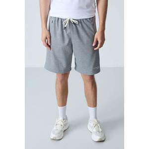 Pantalones cortos básicos para hombre de algodón gris melange, gruesos, suaves, con textura y ajuste estándar - 81276 - Gb melange - Product Image 4