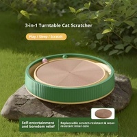 Griffoir pour chat multifonctionnel en plastique imperméable avec lit et jouet, design rond durable, style mignon, infusé à la catnip et avec clochette
