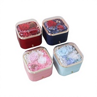 Boîte carrée en gros pour fleurs préservées, boîte à bijoux, porte-bague rose éternelle, cadeau pour femme, Saint-Valentin, Fête des Mères, Remise de diplôme
