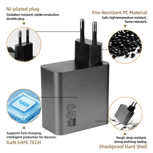 Caricabatterie da Muro di Alta Qualità Personalizzato 65W PC Ignifugo PD QC SCP Type-C con Tecnologia GaN per Ricarica Rapida per Telefoni Cellulari e Tablet - Product Image 4