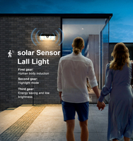 Lampu Dinding LED PIR Tenaga Surya Lumen Tinggi IP65 Tahan Air 6000K Cahaya Siang Hari Sensor Dapat Diredupkan untuk Pagar Taman Luar Ruangan