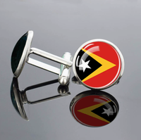 Boutons de manchette en métal avec surface en verre bombé, imprimé drapeau de l'Afrique du Sud, motif de cérémonie et drapeaux de pays, bijou ornemental, cadeau