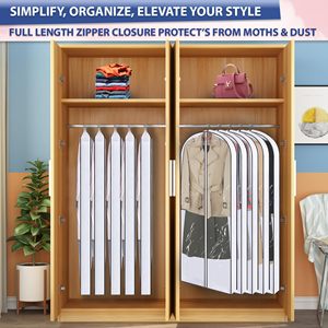 Housse de robe réutilisable anti-<span class=keywords><strong>mites</strong></span> pour robes sac de vêtement suspendu sacs de costume pour le stockage de placard sacs de vêtement transparents durables - Product Image 5