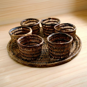 Plato de Servir Redondo de Bambú Estilo Zen Asiático, Pintado a Mano, Apto para Lavavajillas, Ecológico - Product Image 1