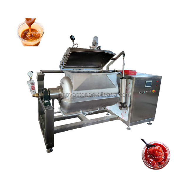 Customized Horizontal Paste Jams Concentrate Jacket Vacuum Cooking Kettle With Mixer