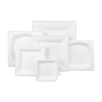 Assiette personnalisée carrée, rectangulaire ou ronde en bagasse 100 % pulpe de canne à sucre, écologique, biodégradable et compostable