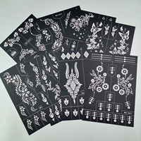Pochoirs de tatouage au henné pour motifs floraux indiens de mariée, modèles de dessin Mehndi pour tatouage temporaire au jus