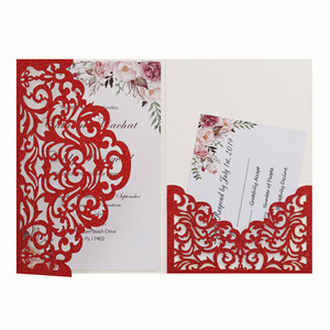 Invitation de fiançailles en papier pailleté, magnifique invitation de mariage, carte de vœux de mariage de style européen, en stock - Product Image 5