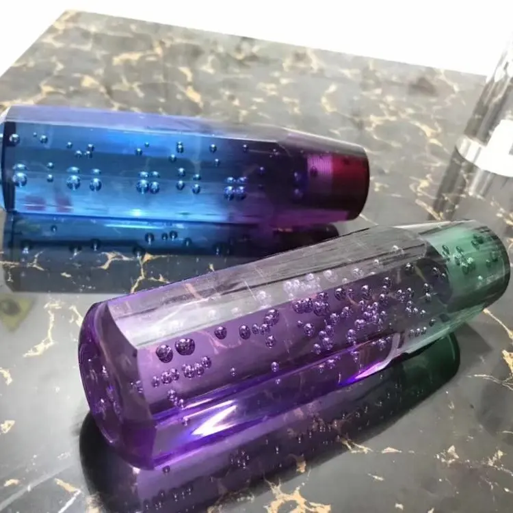 Shift Knob Stick Crystal Transparent Bubble Purple Blue Throw Gear Shifter 20センチメートル