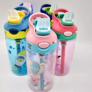 Botella de Agua de Plástico Colorida con Pajita, Botella de Agua Infantil para la Escuela de 480 ml, con Diseño de Dibujos Animados - Product Image 3