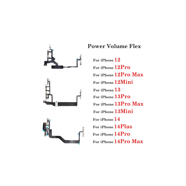 For iPhone 12mini 13mini 14 Plus 14 Pro Max Mini Power on Off Volume up Down Switch Side Button Key Ribbon Flex Cable