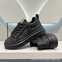 Nouvelles baskets plateforme homme 2025 entièrement noires avec maille respirante, chaussures streetwear confortables