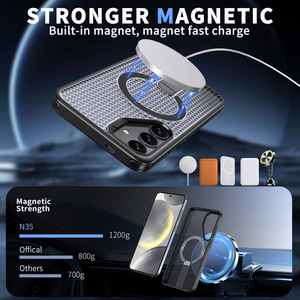Custodia Magnetica Traspirante a Nido d'Ape per <span class=keywords><strong>Samsung</strong></span> Galaxy S26 Ultra S25 S24 Plus con Cavalletto Nascosto e Ricarica Wireless - Product Image 3