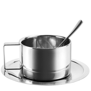 304 Stainless Steel Coffee <b>Cup</b> <b>Set</b> 180ml 200ml 280ml Durable Espresso European Milanese Style Saucer Included - Product Image 5