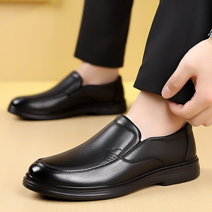 Mocasines de Cuero Casuales de Negocios para Hombre, Piel de Vacuno de Primera Calidad, Suela de Goma Ligera, Tacón Bajo, Estilo Británico, Zapatos Sin Cordones - Product Image 3