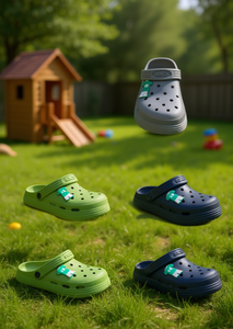 Sandali Zoccoli per Bambini con Spille Animate, Misura 22, Punta Tonda, Tinta Unita, Tomaia in EVA, Per Tutte le Stagioni - Product Image 2