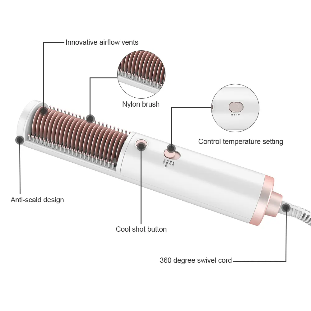 2020 أفضل الهواء الساخن فرشاة خطوة واحدة الكهربائية مشط مستقيم فرشة مجفف مجفف الشعر Volumizer الهواء الساخن فرشاة
