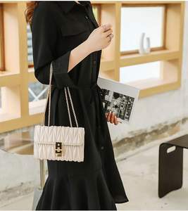 Sac à bandoulière en cuir PU tendance pour femme, doublure polyester, avec chaîne, portefeuille, sacoche messager pour dames - Product Image 4